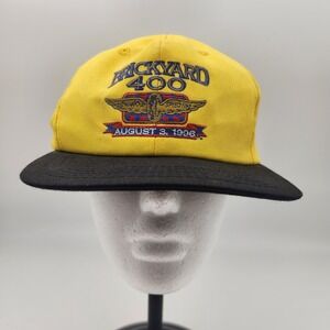 Vintage 1996 Brickyard 400 Snapback Hat Yellow Black Pennzoil Racing Cap Mens